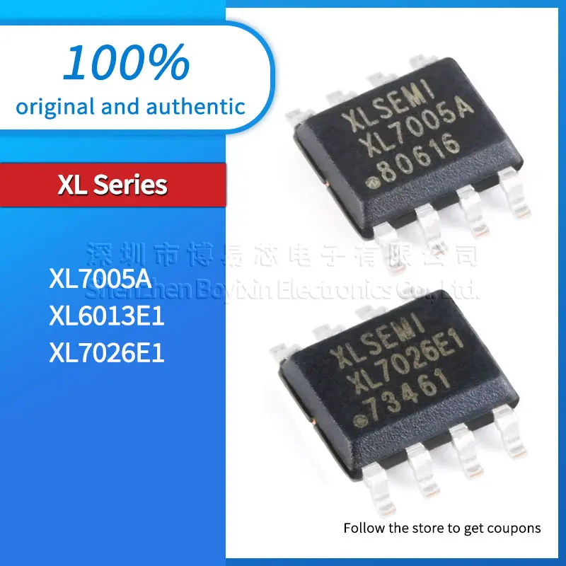 

5 pcs, original XL6013E1 XL7005A XL7026E1 step-down DC converter IC chip package SOP-8