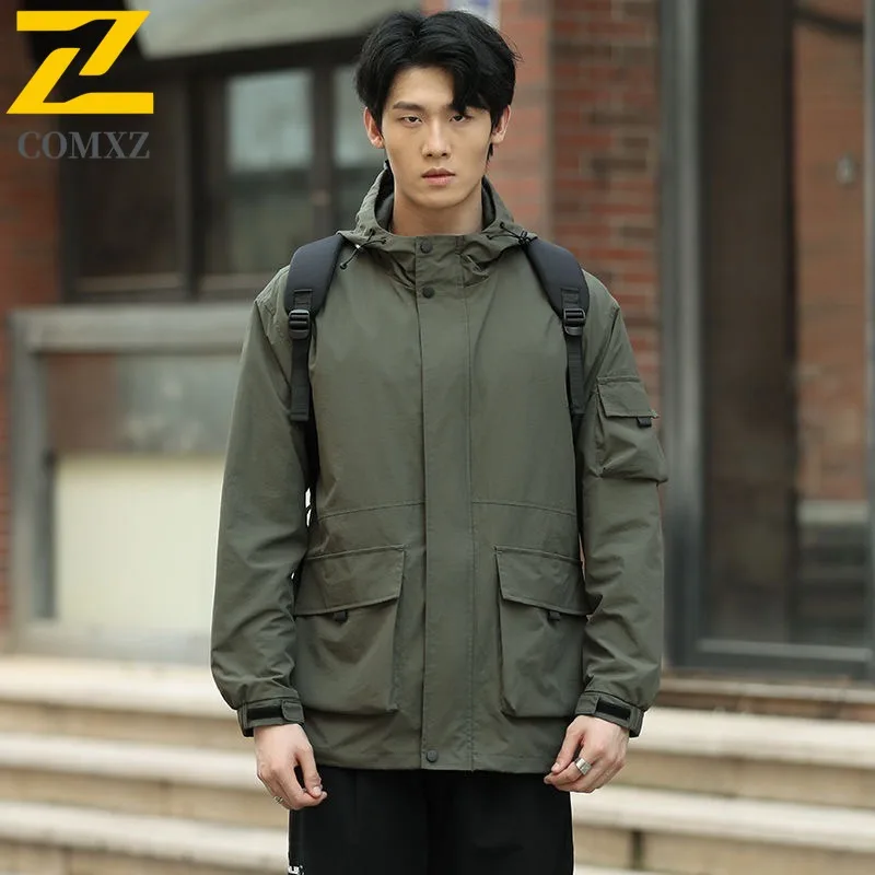 

Мужской свободный плащ Chaqueta больших размеров, водонепроницаемый повседневный дорожный плащ с несколькими карманами для рыбалки, ветрозащитные минималистичные куртки для пешего туризма