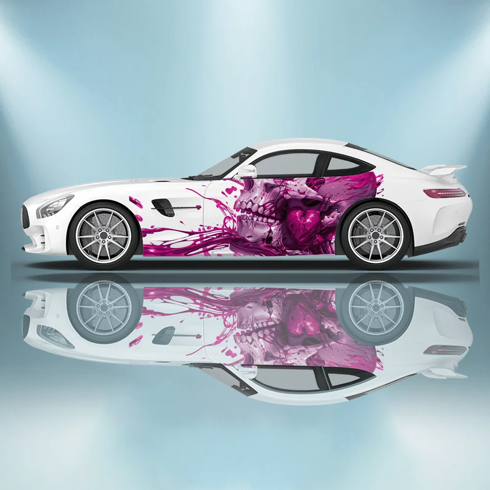 

Purple Heart Skull Car Sticker, Full Body Decal Decoration To Cover Scratches, Waterproof Car Sticker Car Vinyl Wraps