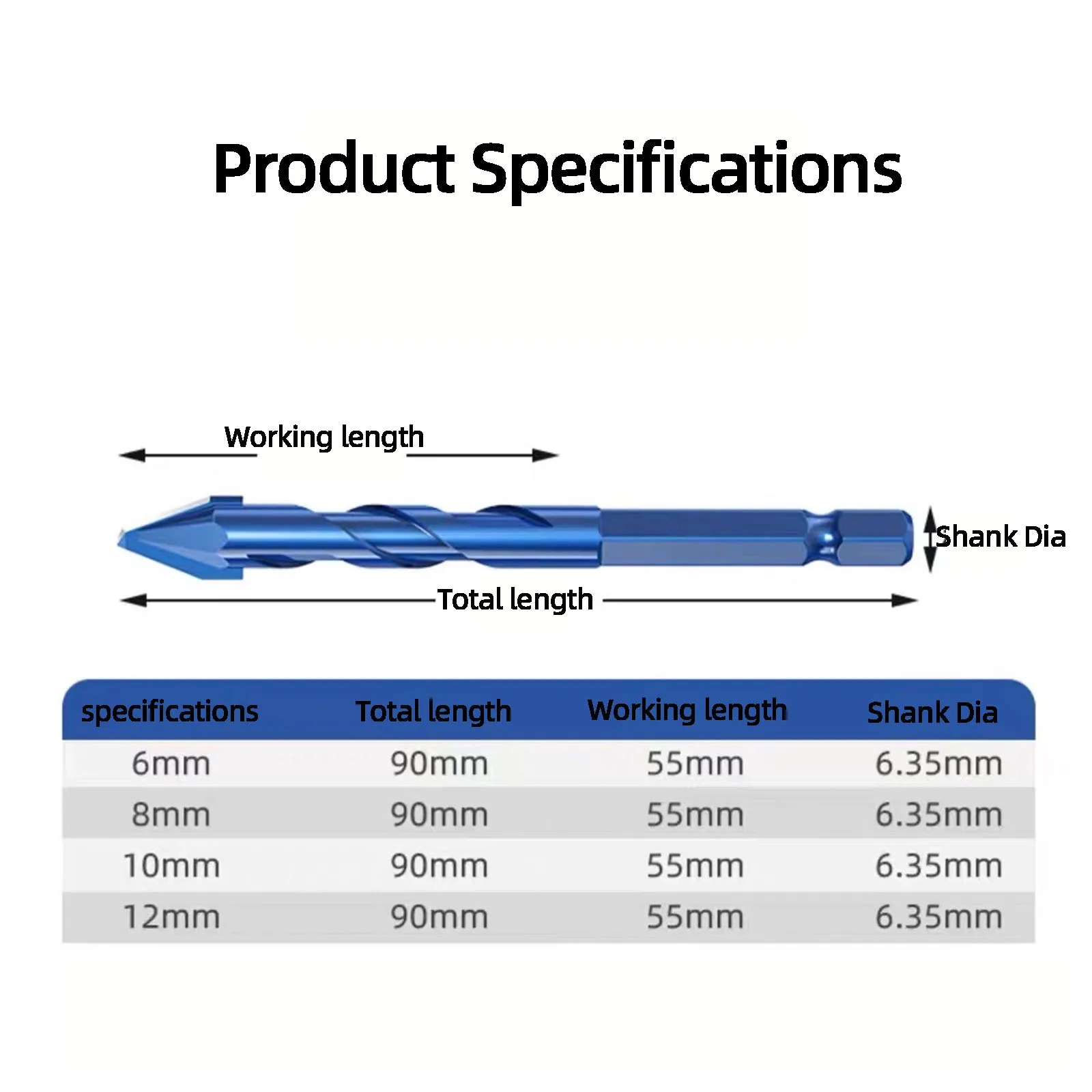 6/8/10/12mm Hard Metal Triangle Drill Bits Eccentric Drill Hex Shank Punching Concrete Cement Wall Tiles 2/3pcs