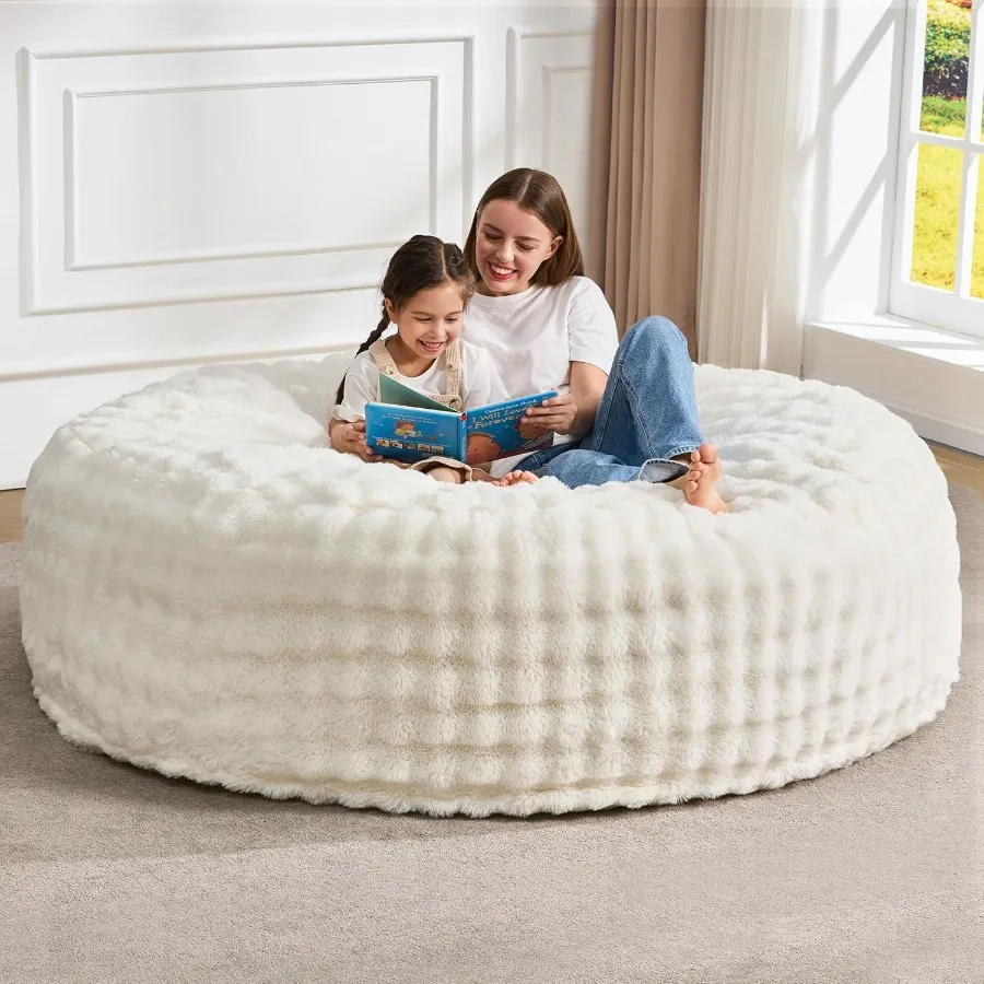 6ft Giant Bean Bag Chair with Fluffy Fillers and Machine Washable Cover for Adults Ideal for Living Rooms Bedrooms and Game Roo