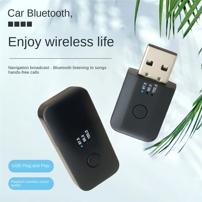 รถบลูทูธ 5.1 เครื่องส่งสัญญาณ FM แฮนด์ฟรี Mini USB Bluetooth Car Kit ไร้สายอะแดปเตอร์เสียงรถยนต์