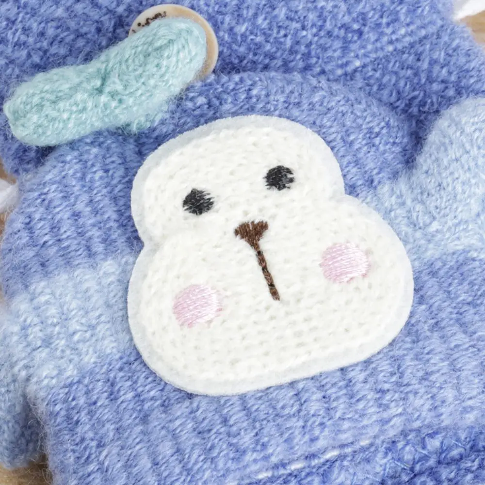Christmas Monkey Girls Cartoon Design Clamshell Half Finger Gloves Winter Warm Mittens  Fingerless  Gloves Knitted Gloves