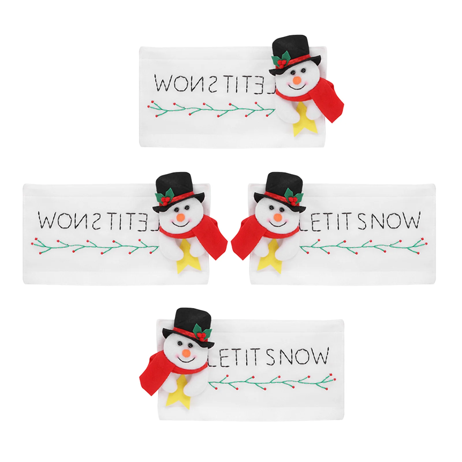 

4pcs Snowman Handle Cover Washable Kitchen Appliance Protector Refrigerator Microwave Oven Door Covers Christmas Cartoon Holiday