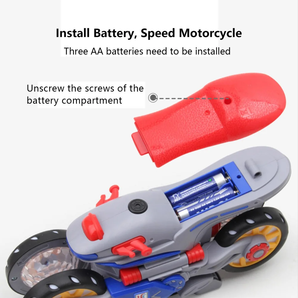 Moto Transformée Rotative Résistante à 360 °, Jouet Cascadeur avec Lumière et Musique, Jouets Musicaux pour Enfants en Bas Âge