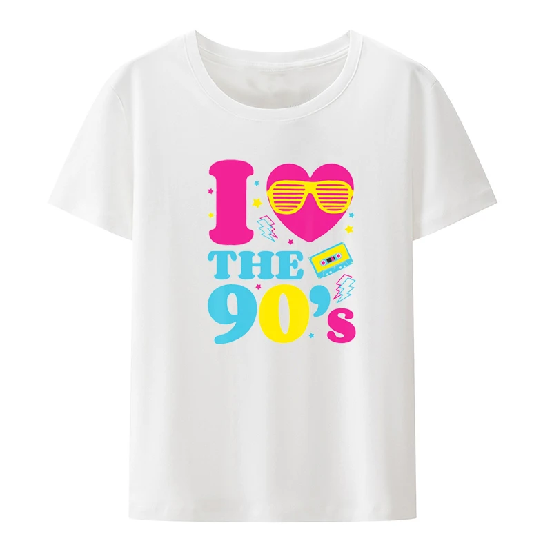 1990s 90s TShirt I Heart Printed T-shirt Funny Tee Cool Lovely Trending Graphic Tshirts Tops Women T-shirts Breathable Blusa