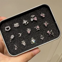 1 PCS Shiny Pink Zircon 316L Stainless Steel Ear Bone Nail New Fashion Delicate Earrings for Women Y2K Piercing Jewelry Gifts