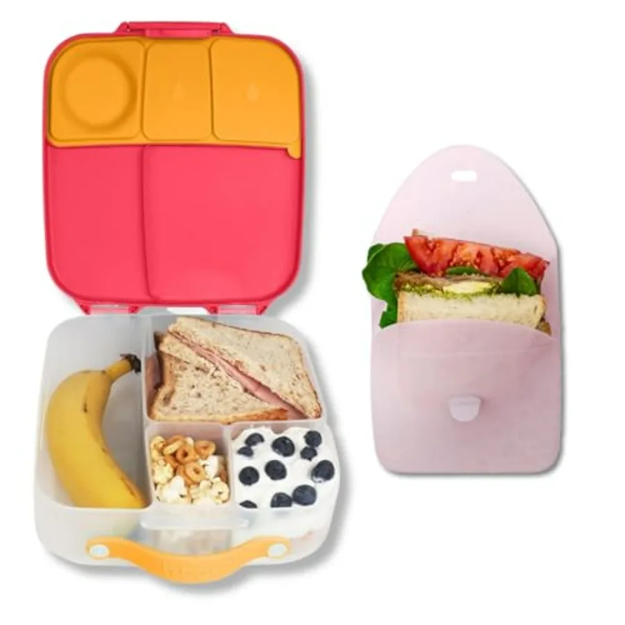 

Ланчбокс (клубничный коктейль) + силиконовый карман для сэндвичей (ягодный) комбинированный пакет