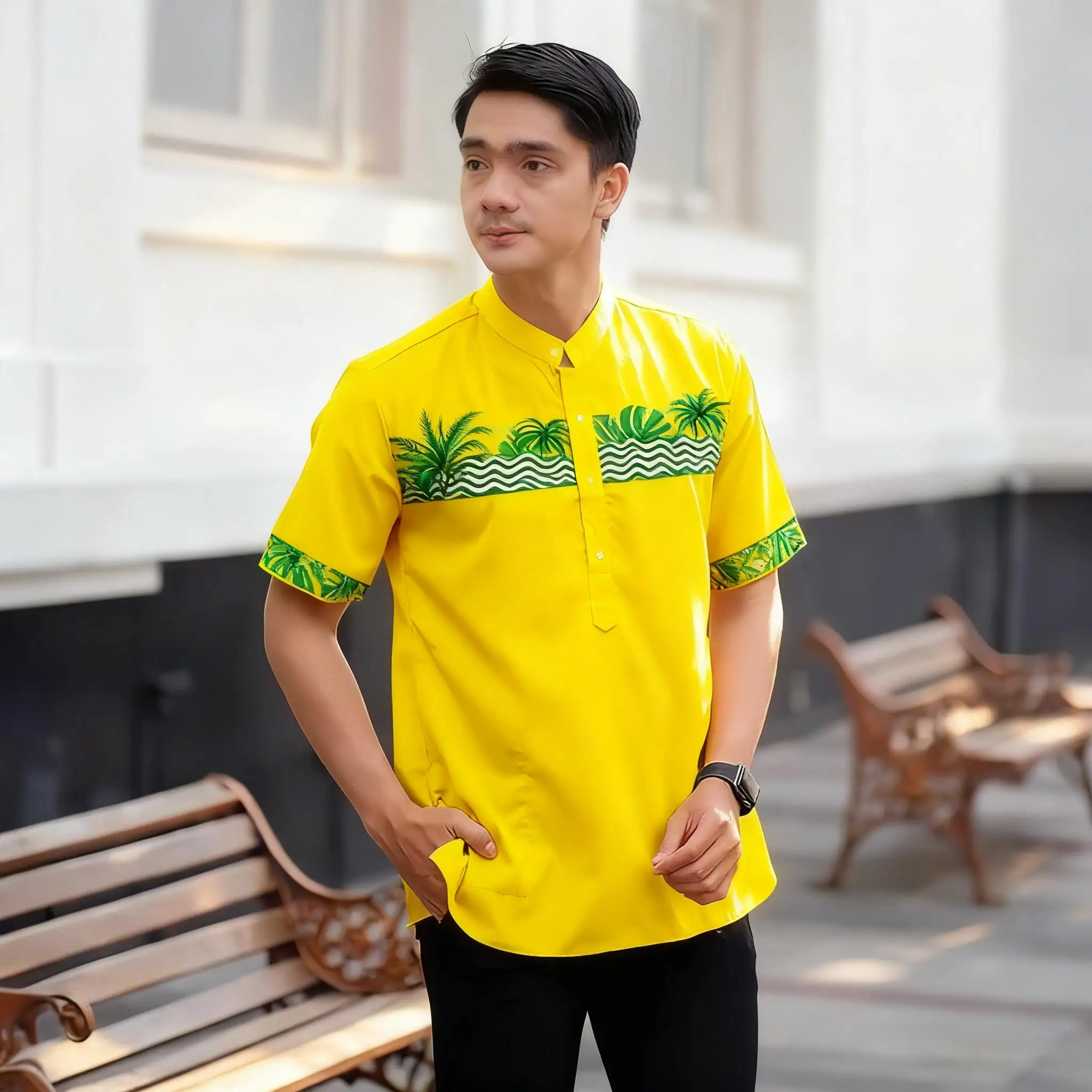 Short Sleeved Shirts Muslim Prayers Clothes Luxury African Style Bronzing Printed Costumes Arabic National Style Maroc Homme