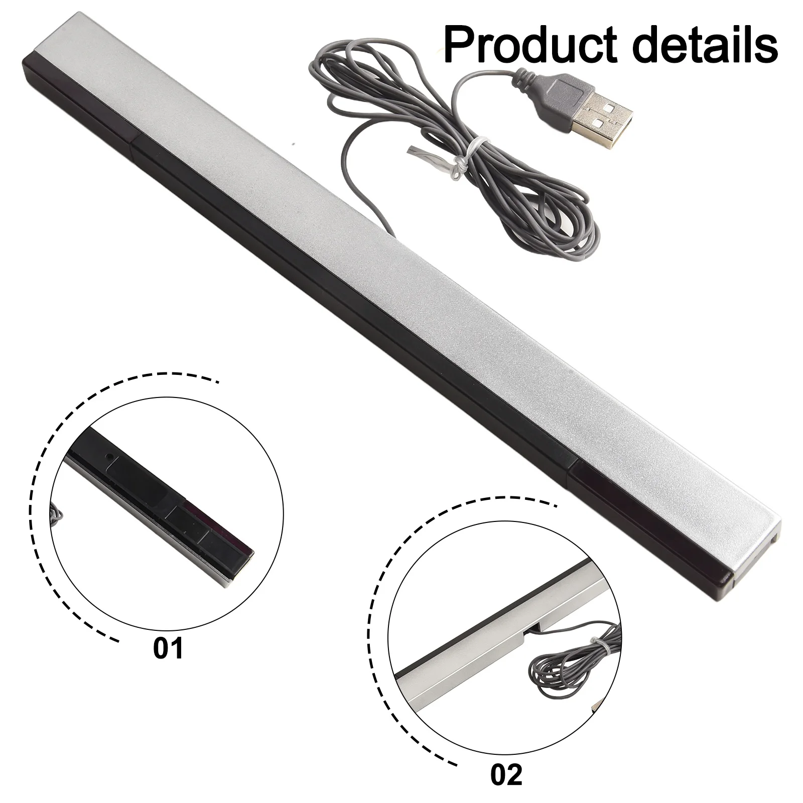 

USB Wired Sensor Bar For WII Replacement Infrared IR-Ray Motion Sensor Signal Receiver For Wii System With Stand-Black