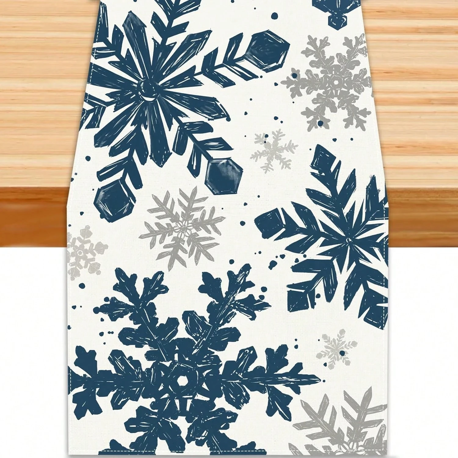 JIT Snowflake Pattern Table Runner 2D Flat Print Winter Decor Dining Room Table Runner Charming Functional Crisp Lively Seasonal