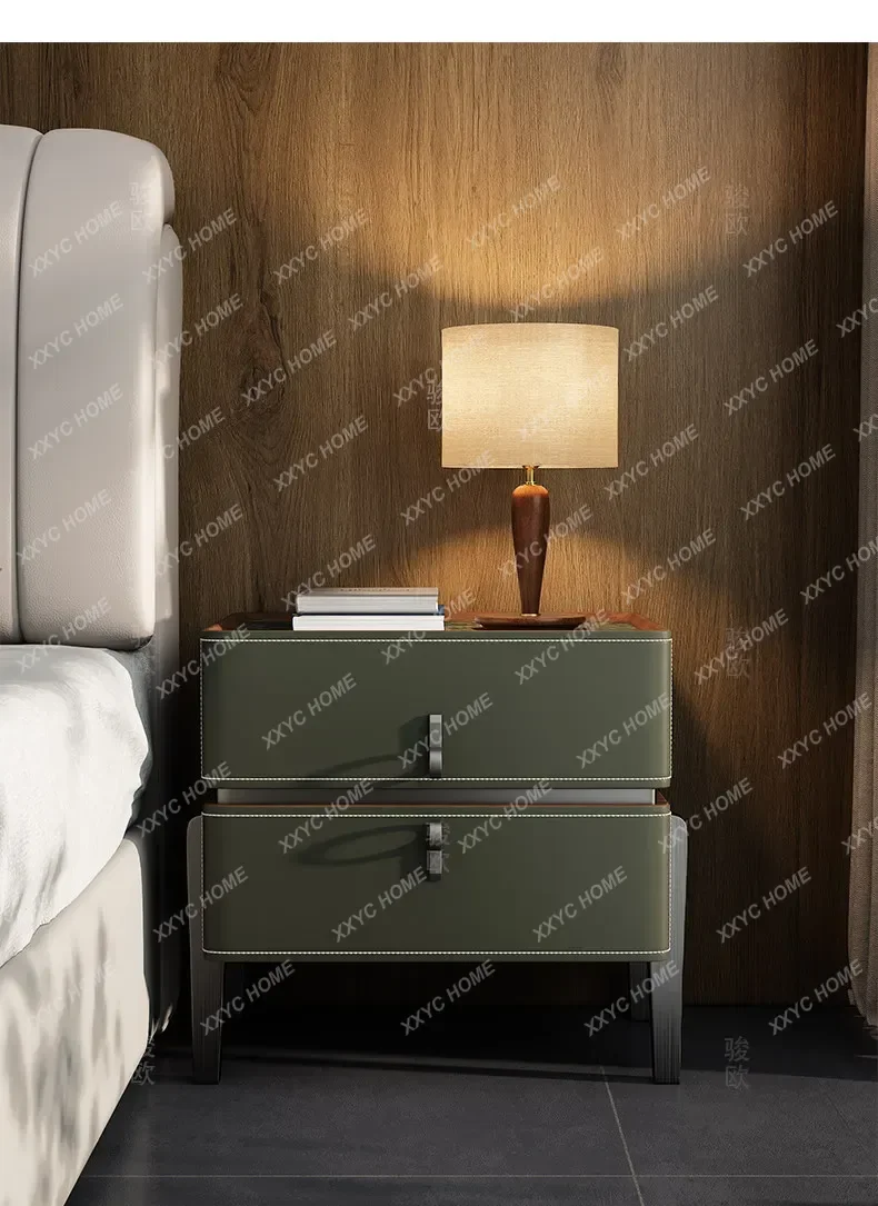 

Premium saddle leather bedside table large flat-floor villa mansion table