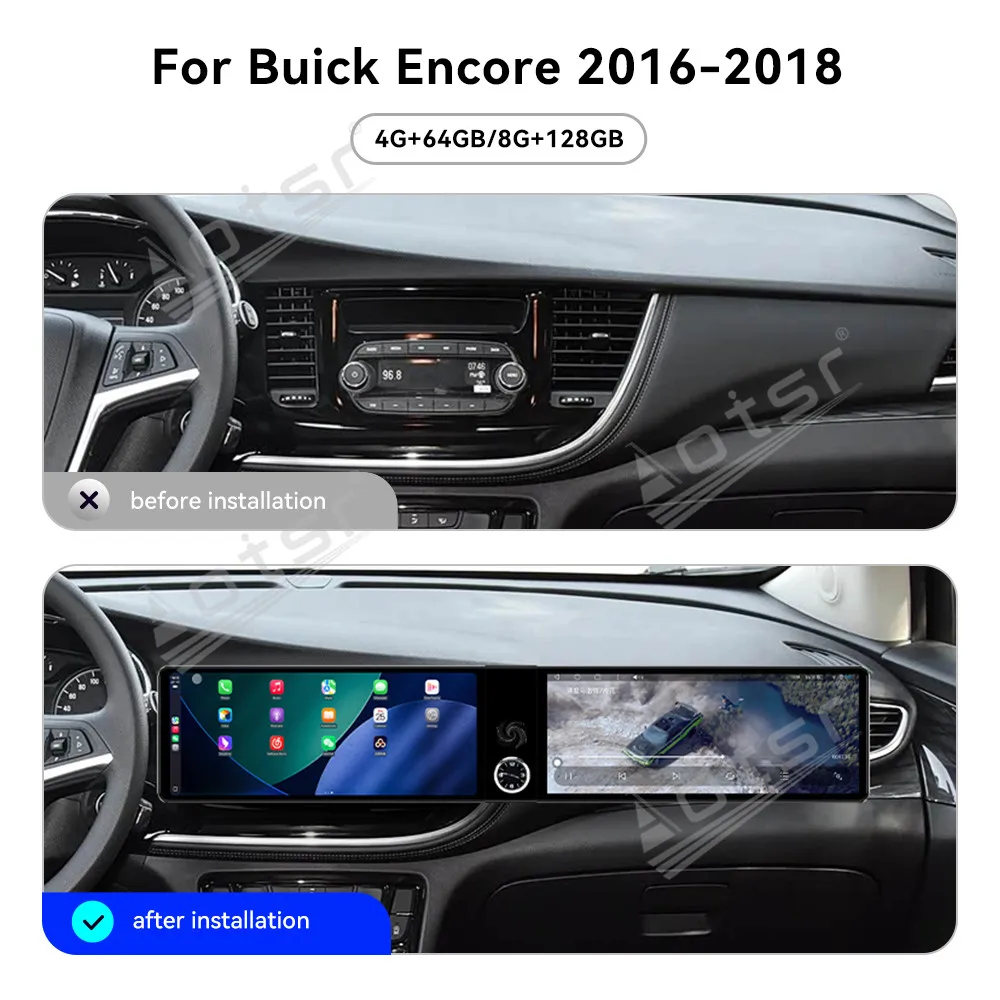 

Для Buick Encore 2016-2018: 12,3-дюймовое автомобильное радио с двумя экранами на Android 13, мультимедийный видеоплеер, GPS-навигация, Carplay, Wi-Fi