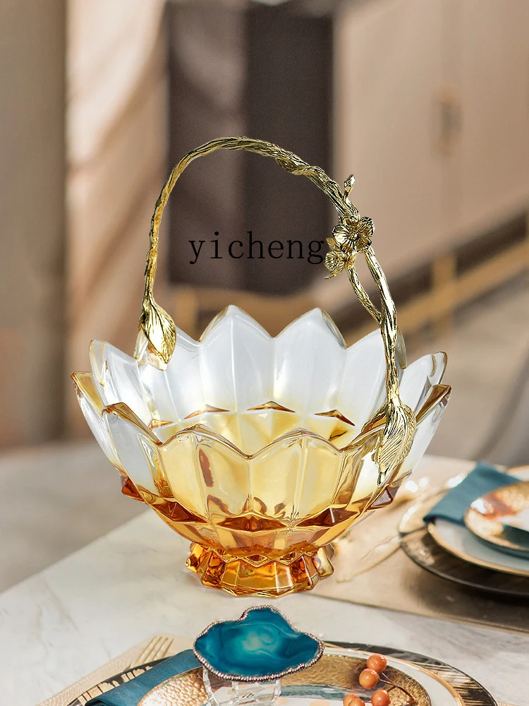 AA  glass fruit plate model room restaurant decorative plate high-end fruit basket ornament
