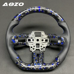 Customized 2015, 2016, 2018, 2019, 2022, 2023 automotive parts for Ford Mustang, genuine carbon fiber blue forged steering wheel