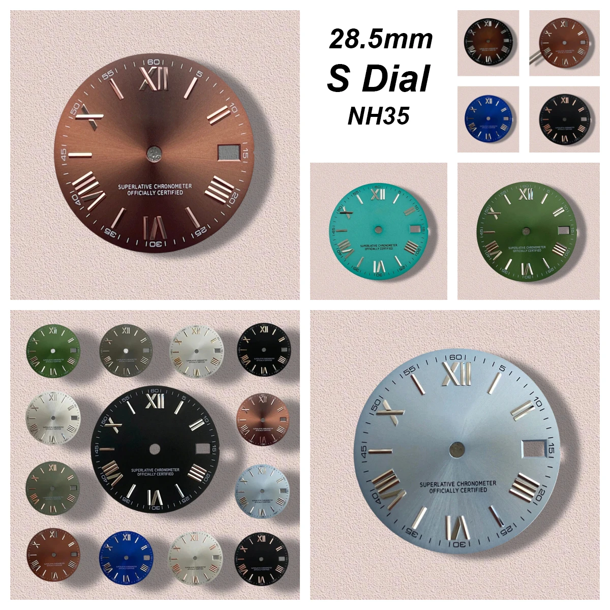 

S Logo Roman Numeral 28.5mm NH35 Dial Suitable For NH35/NH36 Movement High Quality NH35 Accessories ﻿Watch Modification