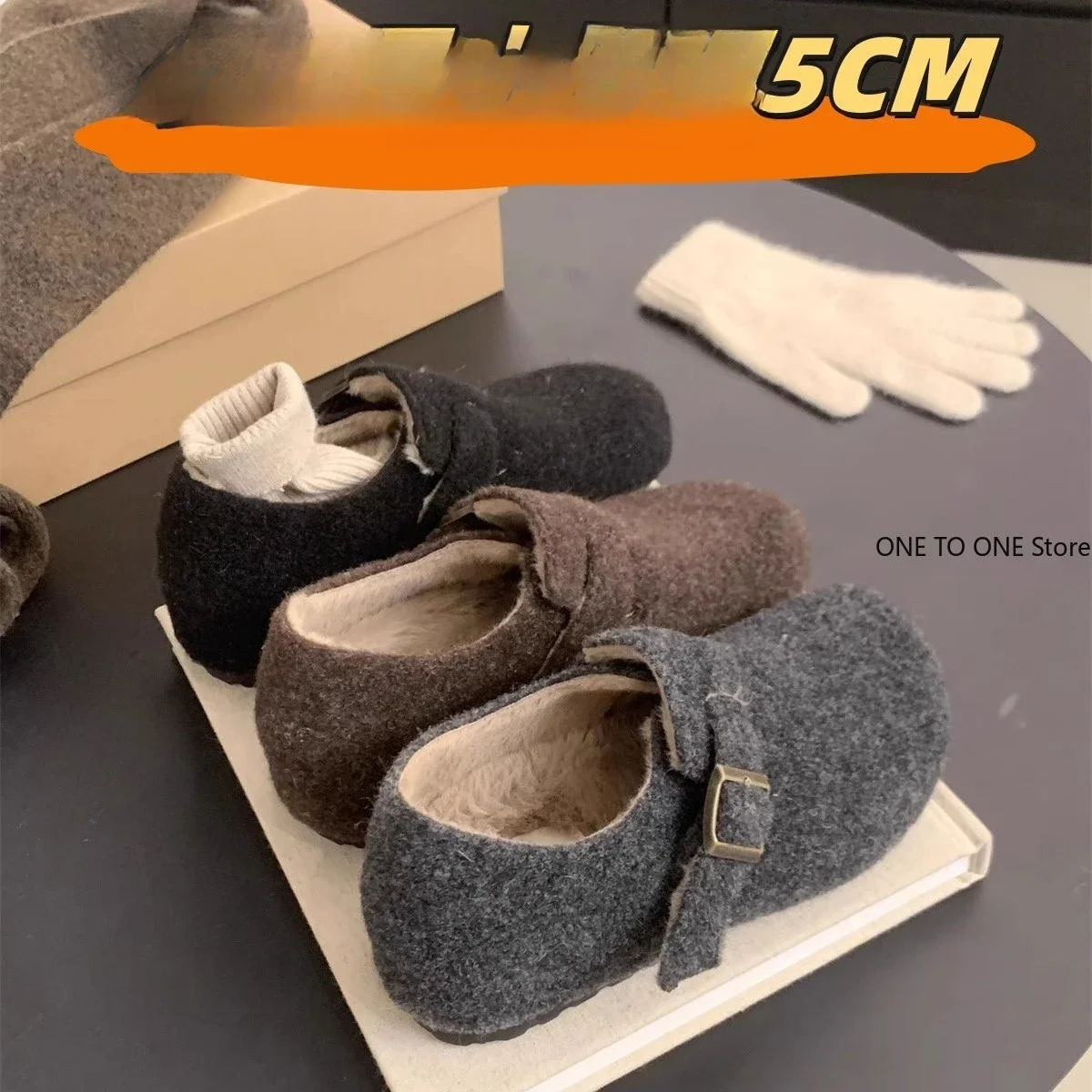 2025 Thick Soled Plush Cotton Shoes Increased Height Inside Winter New Fur Shoes for Women Wearing Woolen Single Shoes Outsid