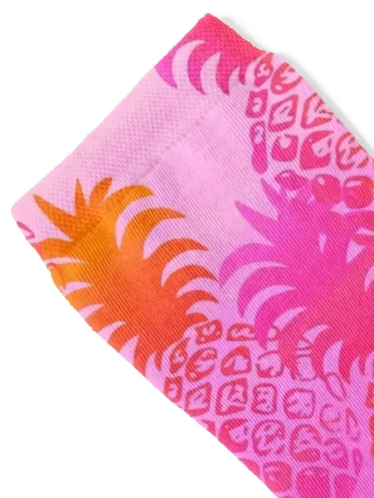 Pukana Hawaiian Pineapple Sunset Blend – Pink & Orange Socken Strümpfe Mann helle Strumpfband Radsocken für Damen Herren