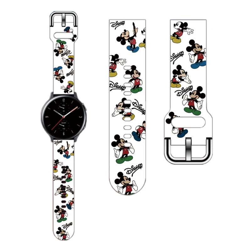 Disney-Mickey e Minnie Pulseira de Silicone para Samsung Galaxy Watch 4, Classic, 46mm, Active 2, Gear S3, Huawei GT 2, 3 Pro Band