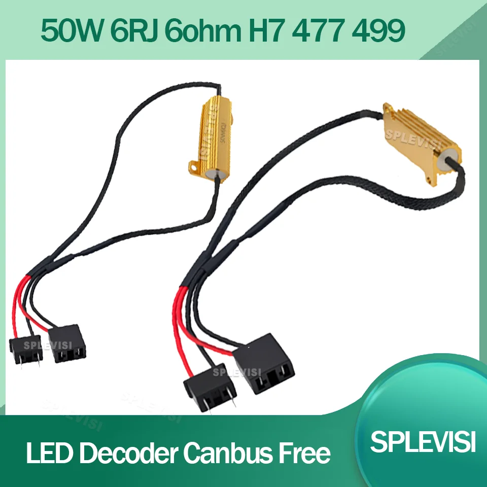 1 زوج 50 واط 6RJ 6ohm H7 477 499 السيارات تحميل المقاوم خطأ Canceler LED فك Canbus الحرة الأسلاك Canceler فك ضوء