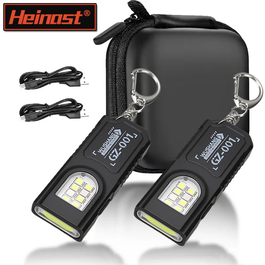 

Powerful Mini COB LED Keychain Flashlight Super Bright Rechargeable Tail Magnet Torch with COB Side Emergency Light for Camping