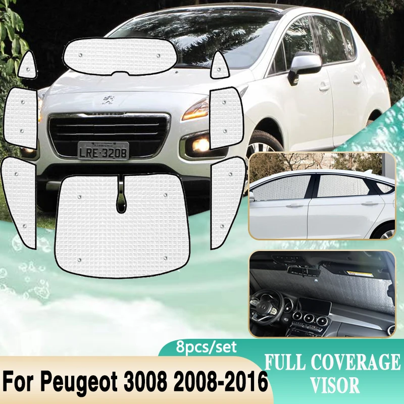 

Full Coverage Sunshades For Peugeot 3008 T84 Mk1 2009 2014 2012 Full Surround Windshield Side Window Visor Shaby Car Accessories