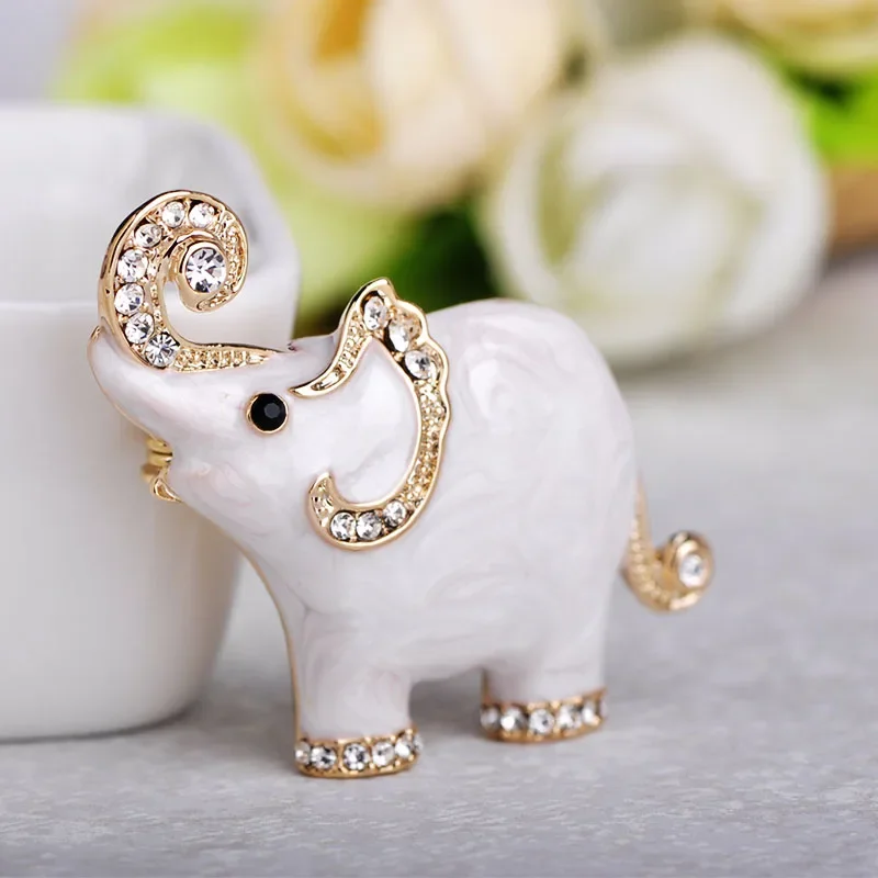 Blucome New Arrival lovely Blue Texture Enamel Elephant Shape Brooch Crystal Pins Brooches For Women Kids Scarf Clothes Jewelry