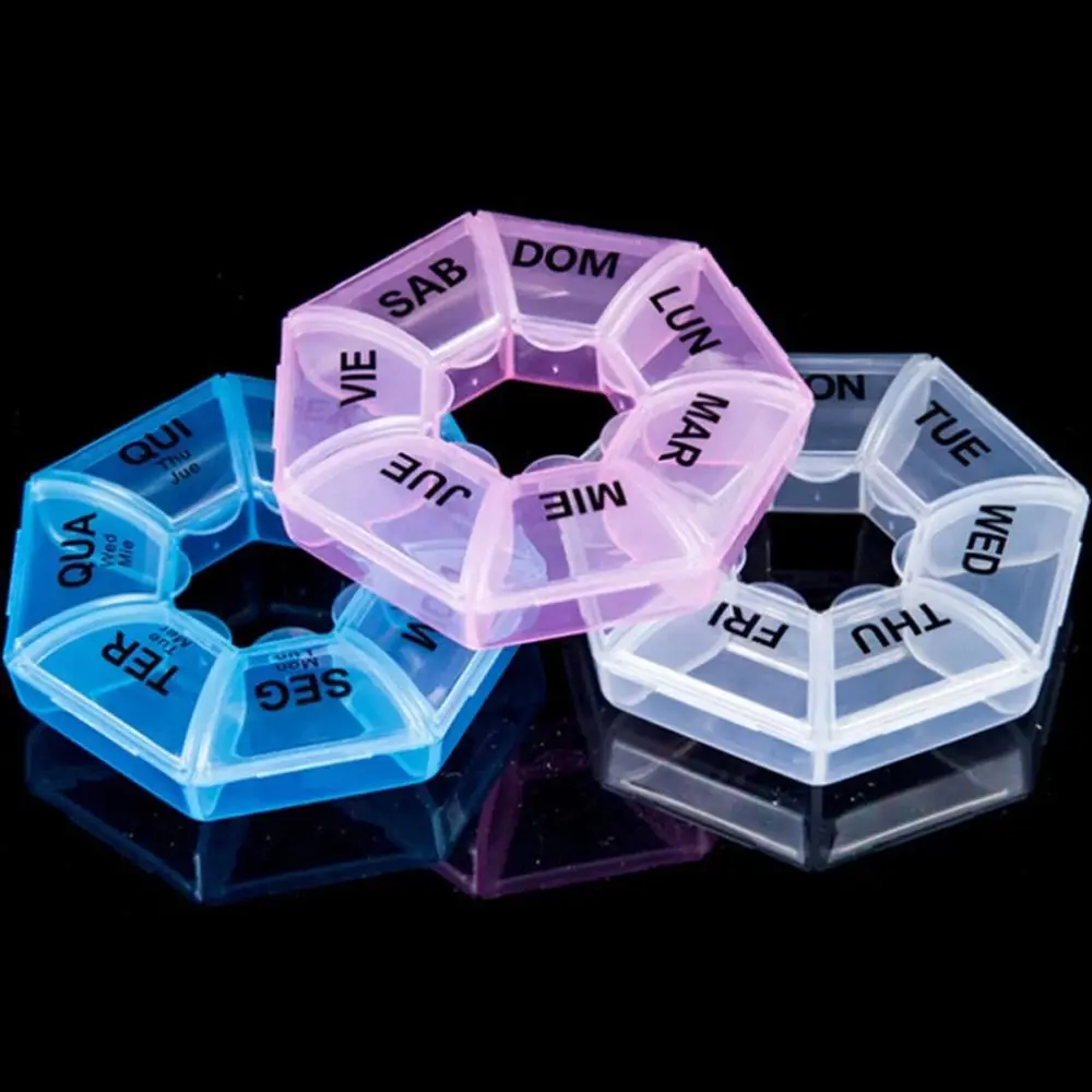 Portable Travel 7 Day Weekly Pill Dispenser Pill Organizer Weekly Pill Box Pill Case