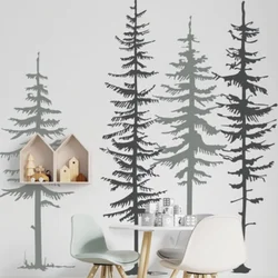 4Pcs Pine Trees Wall Sticker Living Room Bedroom Jungle Forest Tree Safari Wall Decal Playroom Vinyl Home Decor
