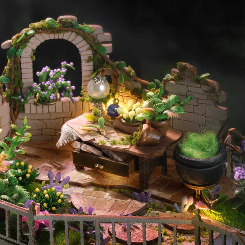 OUZEY Wizard's Den Bookend DIY، منزل صوفي خشبي ثلاثي الأبعاد، حرفة إملائية عتيقة للمراهقين