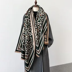 2024 Poncho Warm Shawl Women Thick Scarf Luxury Cashmere Winter Blanket Wrap Print Pashmina Bufanda Travel Poncho Stoles Echarpe