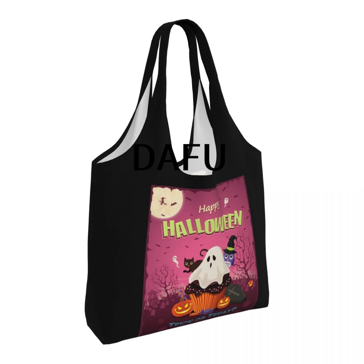 Happy Halloween Funny Halloween Print Cotton Tote Bag - Casual Commuter Shoulder Bag for Work Grocery Shopping Trick or Treat