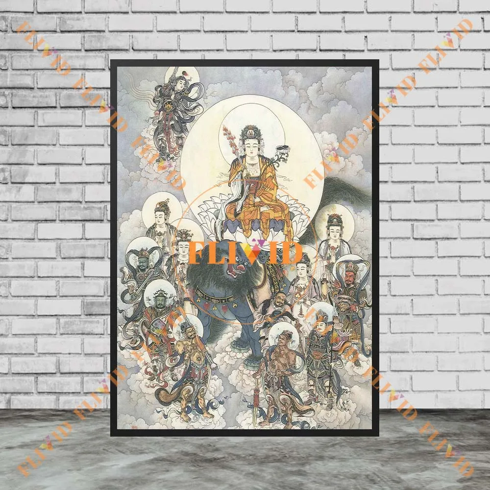 Religion Bodhisattva Buddism Guanyin Maitreya Buddha Poster Wall Pictures For Living Room Wall Art Canvas Painting Unframed