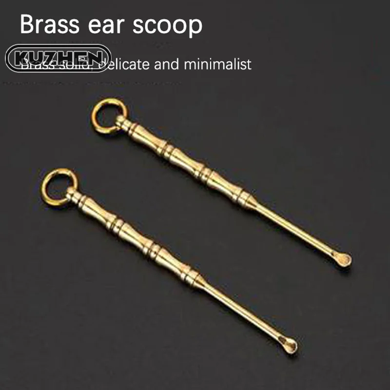 1PCS Keychain Multifunction Ear Spoon Toothpick Combination Brass Titanium Alloy Earpick Tool Fruit Picks