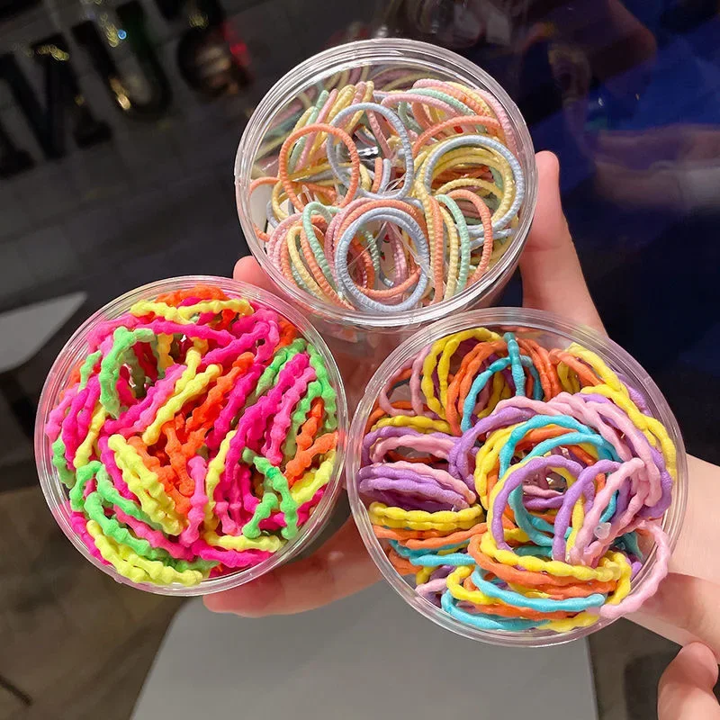 Diademas de nailon para niña, cintas elásticas de colores para coleta pequeña, lazos para el pelo, adornos de bandas de goma, 50/200 piezas