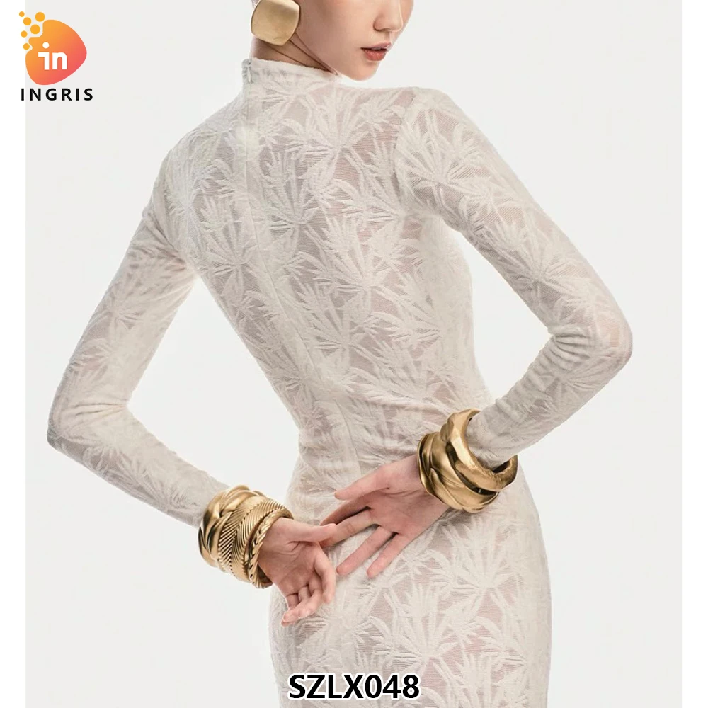 2025 letnia francuska elegancka suknia wieczorowa wysokiej jakości biała kwiecista koronka Slim Party sukienki damskie długość Maxi New Fashion