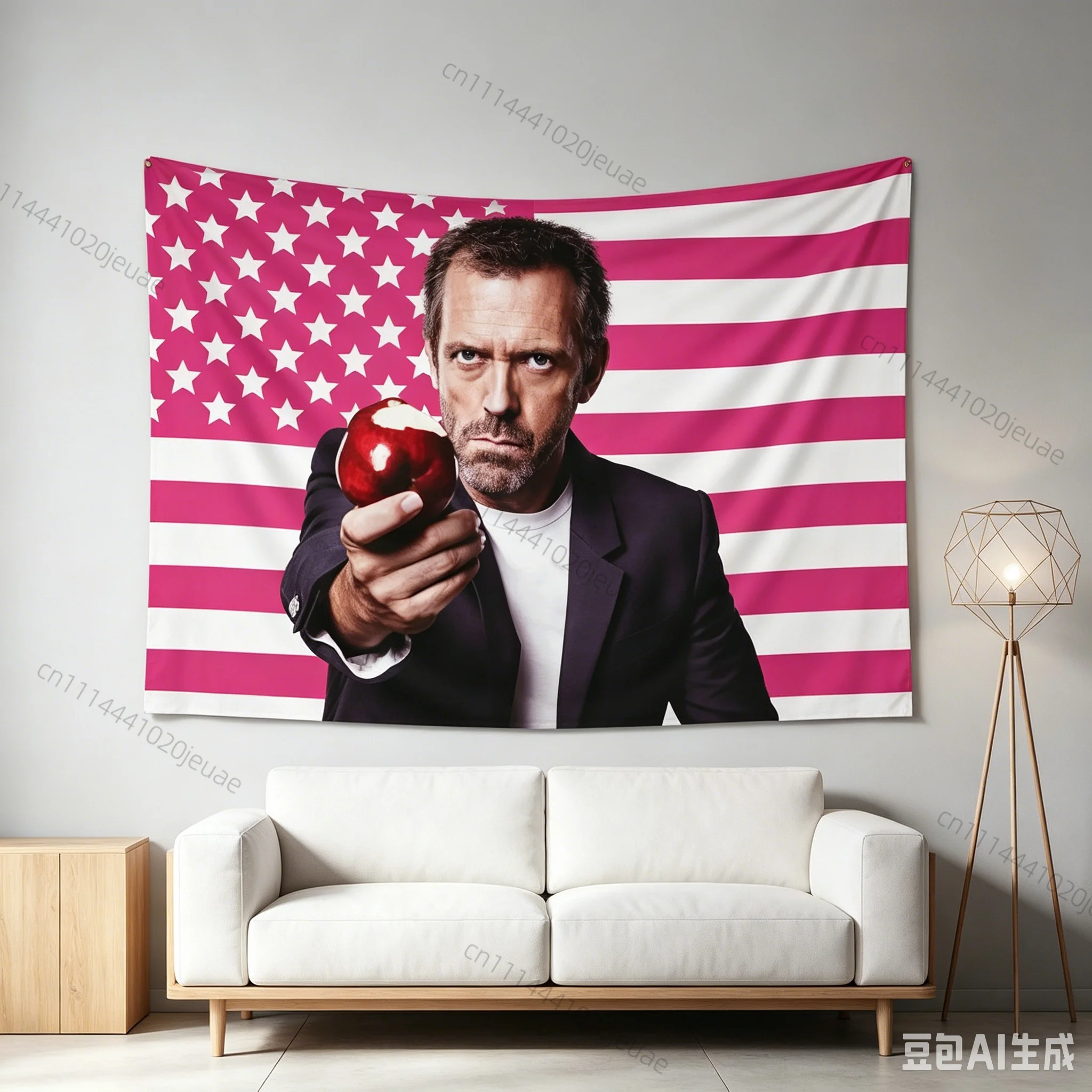 Lustiger rosafarbener Wandteppich mit amerikanischen Flaggen, D-Dr House Wandkunst, Dekor, Kopfteil, ästhetische Raumdekoration, Hintergrundstoff, Fans, Banner, Geschenk
