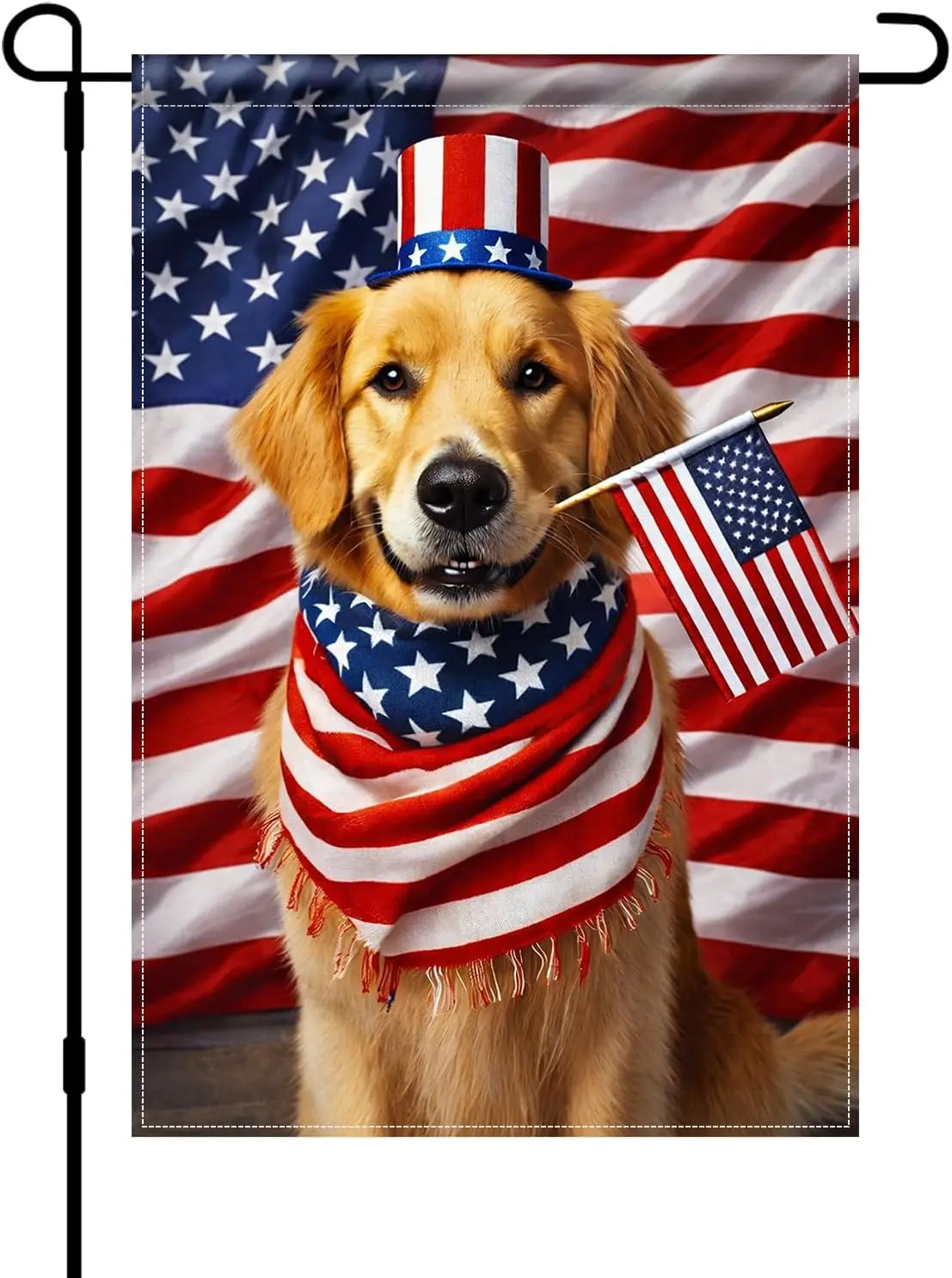 Patriotic 4th of July Golden Retriever Dog Garden Flag American Flag Small Yard Flag 12x18 Inch Double Sided Patriotic Dog D GGO