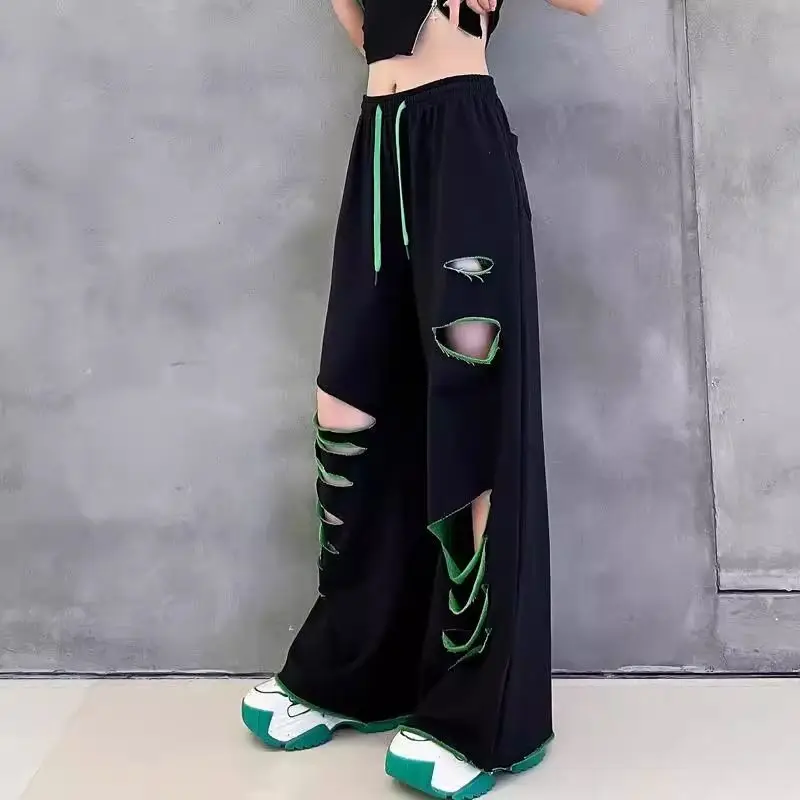 Woman Wide Leg Trousers 90s High Quality New In Casual Comfortable Stretch Korean Fashion Trends 2025 G Ripped Pants For Women