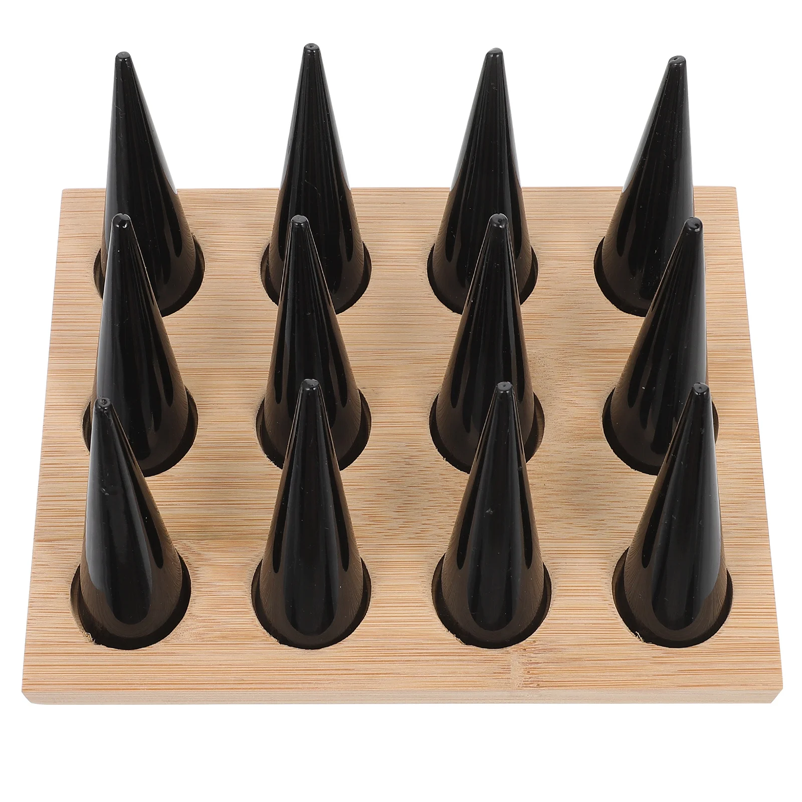 

1 комплект, держатель для колец из бамбукового дерева, гладкая элегантная стойка для ювелирных изделий, 12-конусный органайзер для колец, магазин бутиков, дисплей