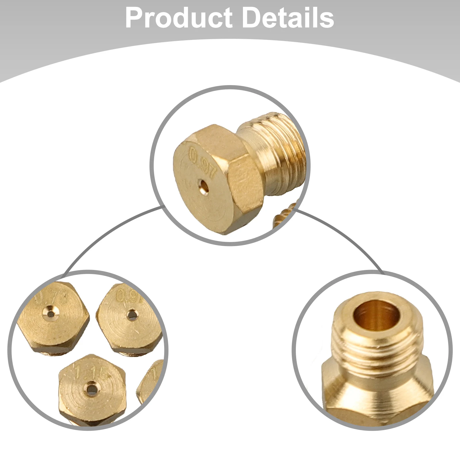 5PCS Gas Nozzles Gas Hob Conversion Kit Brass Material Height 9mm Multiple Nozzle Sizes Compatible With Natural Gas