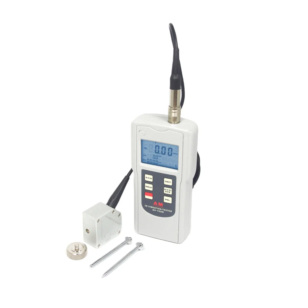 AV-160D Mini Vibrometer 3D Vibration Tester Displacement : 10Hz ~ 1kHz