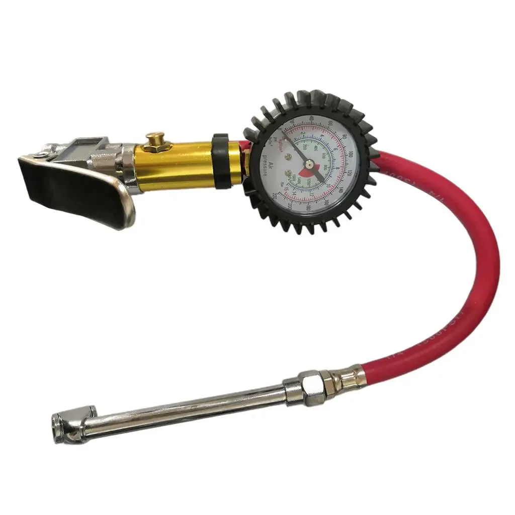 1/4 NPT Air Tire Pressure Filler Inflator Gauge Air Compressor Hose Recision Grip Tire Pressure Pneumatic Rod Mechanical Tire