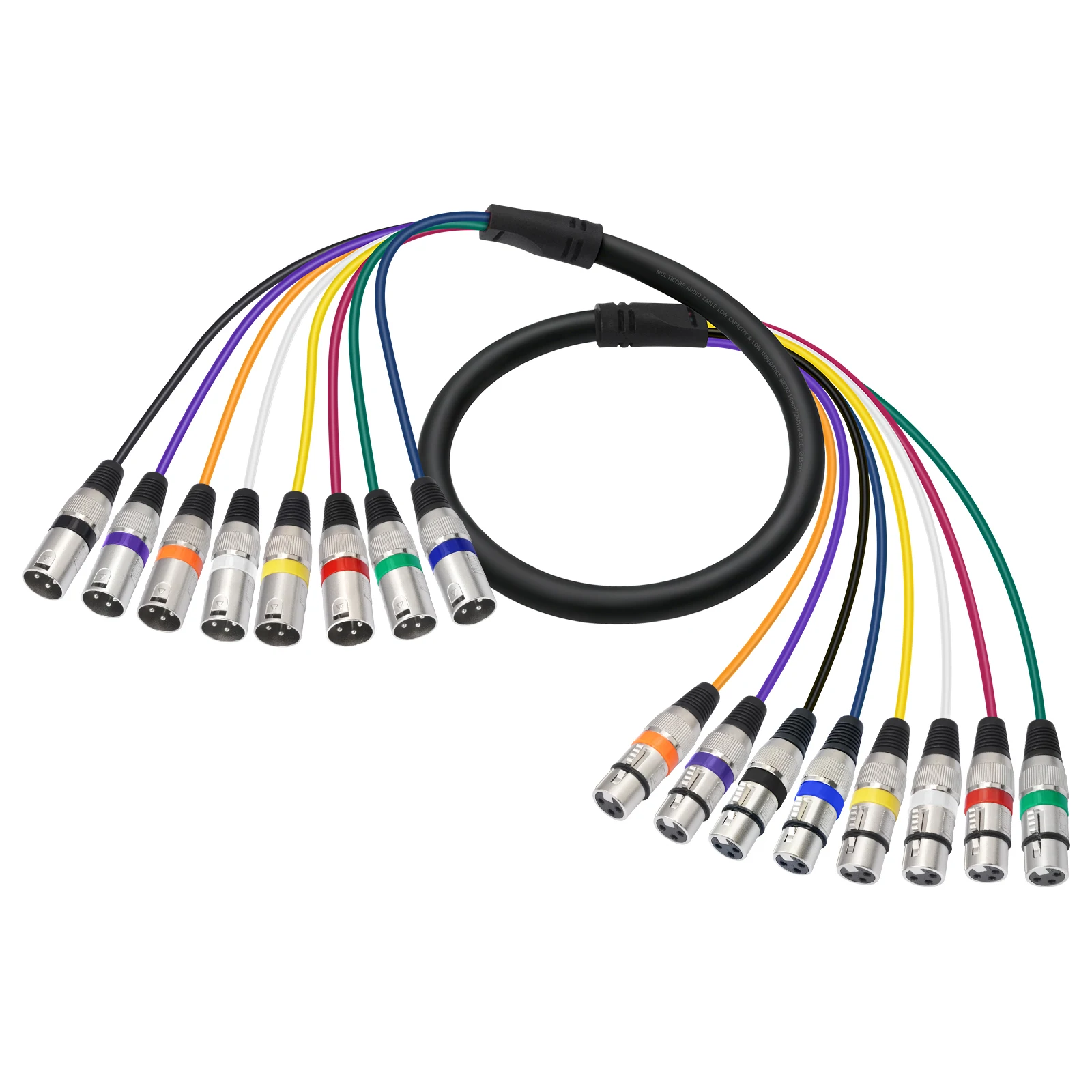 8-Channel XLR Snake Cable Male to Female 3-Pin Balanced Audio Cord Tinned Copper for Mixer Stage Box Live Sound Studio