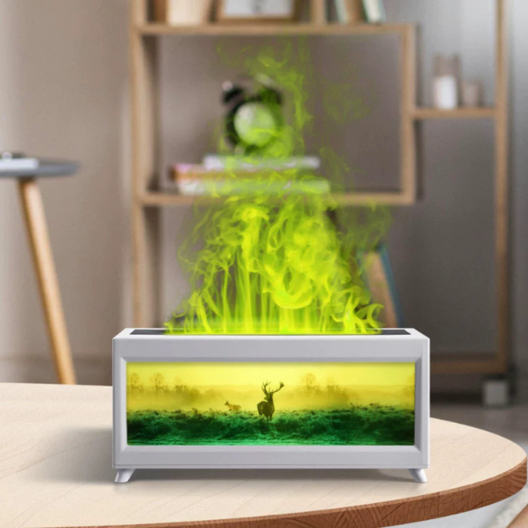 Difusor de óleo essencial de lareira, umidificador de ar aromático USB sem água com desligamento automático e luzes LED de 7 cores para decoração de casa