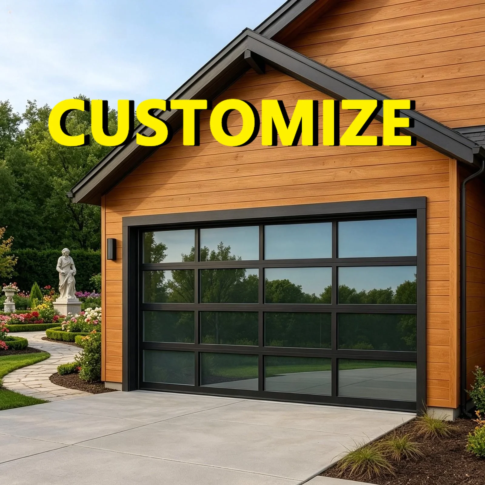Any Size Custom Side Sliding Translation Aluminum Garage Door Save Top Space Remote Auto Open Low Ceiling Residential Entry Door