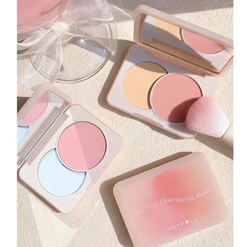 Judydoll double couleur Blush poudre mate fard à joues Palette imperméable dégradé Blush maquillage Rouge être facile à utiliser cosmétiques