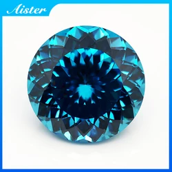 New Dark Aquamarine Round 100 Faceted Cut Cubic Zirconia Lab Zircon CZ 4K Cutting 5A+ Quality for Jewelry Making