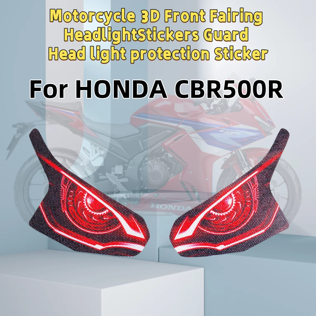 

HeadlightStickers For HONDA CBR500R Motorcycle 3D Front Fairing Headlight Stickers Guard Head light protection Sticker2016-2023