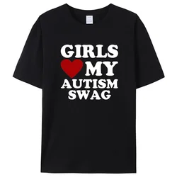 Girls Love My Autism Swag Funny Autistic Boy Gifts Awareness T Shirts Graphic Streetwear Short Sleeve Gifts Ideas T-shirt Men